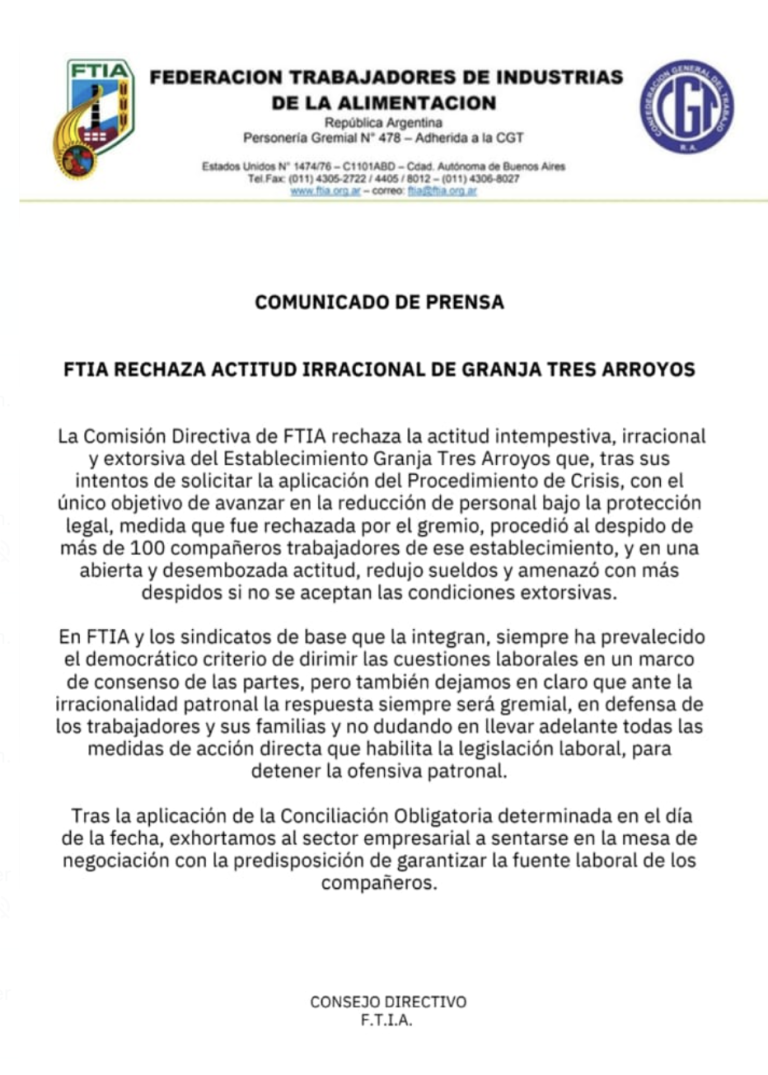 comunicado de prensa